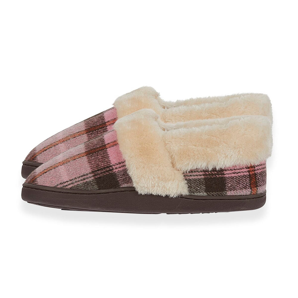 Jo - Joe Heritage Cosy Check Mule With Faux Fur Trim (Size 3) - Blush