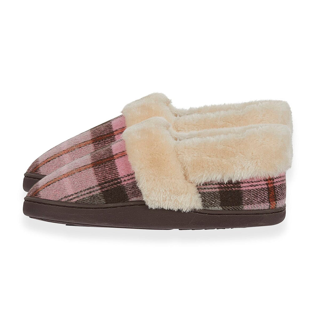 Jo - Joe Heritage Cosy Check Mule With Faux Fur Trim (Size 3) - Blush