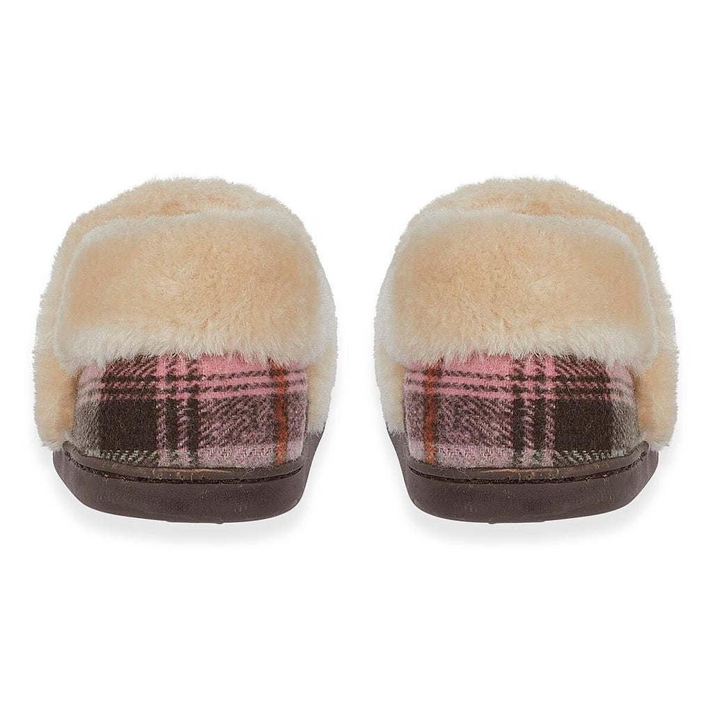 Jo - Joe Heritage Cosy Check Mule With Faux Fur Trim (Size 3) - Blush