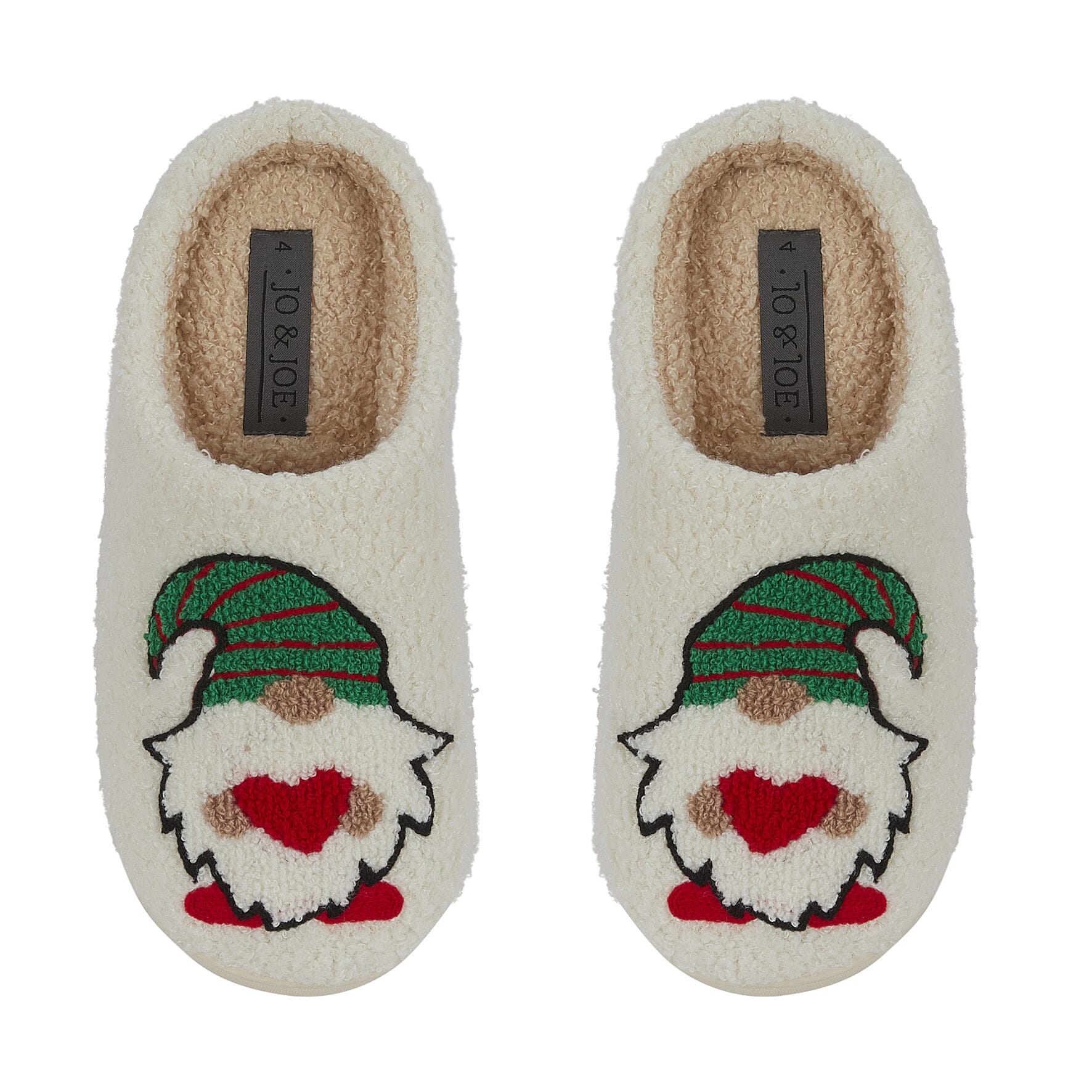 Jo - Joe Design Christmas Gonk Design Fluffy Mule (Size 3) - Cream