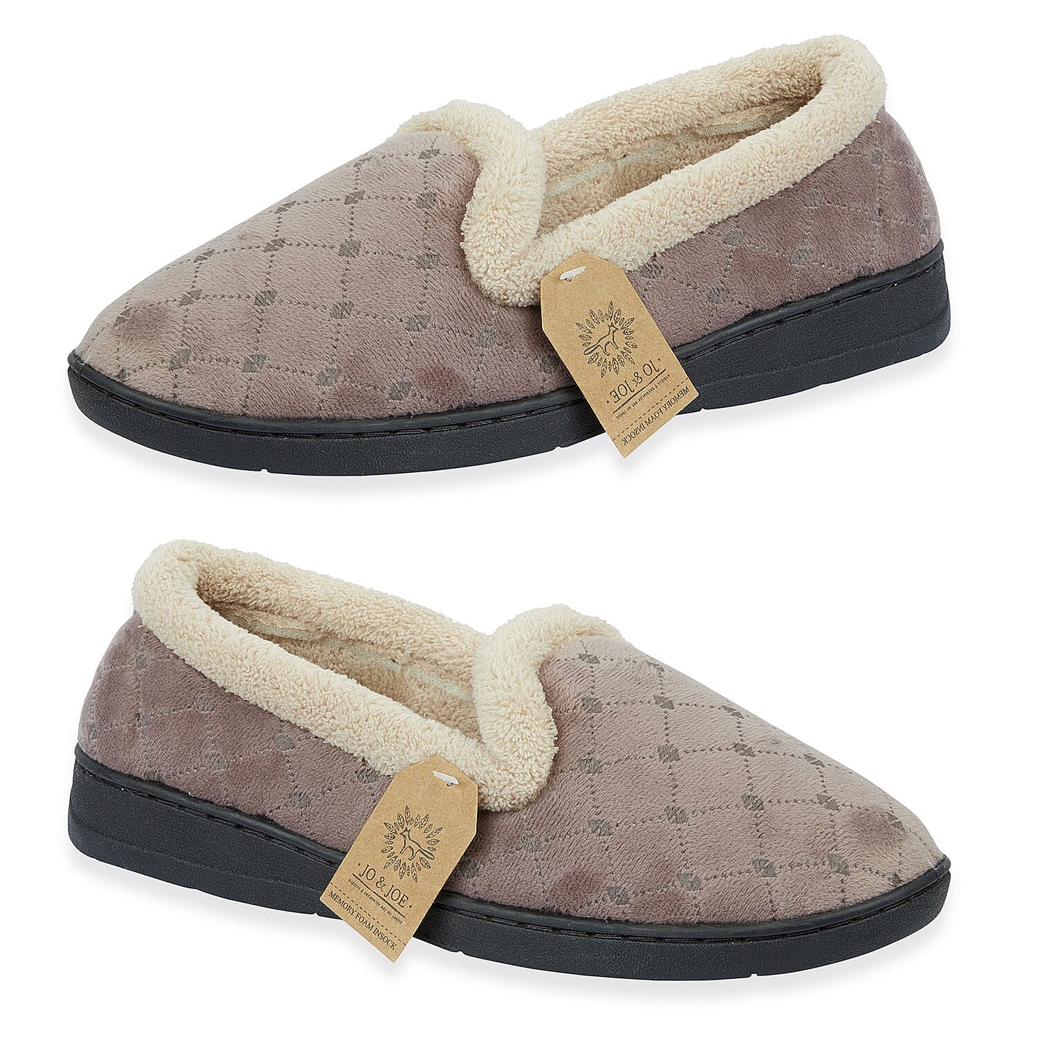 Jo & Joe Ladies Slipper (Size 3) - Grey & Brown
