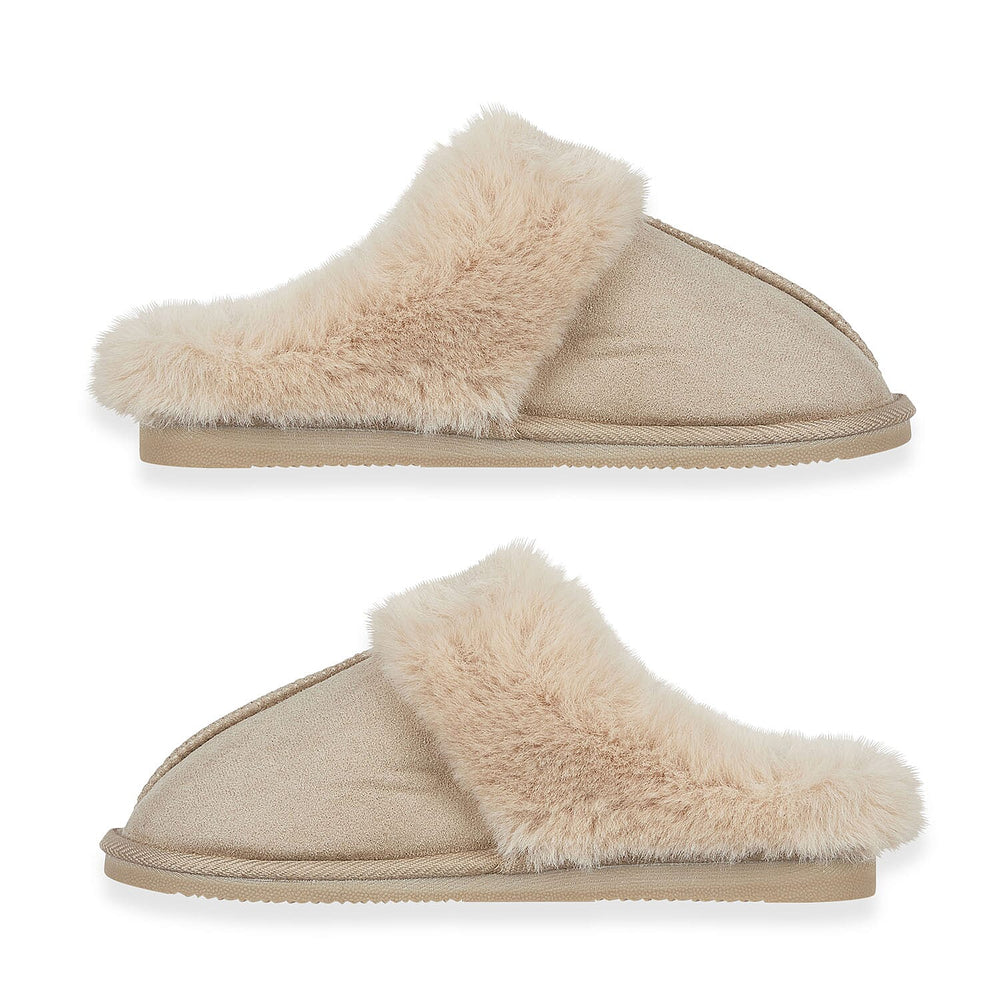 Jo & Joe Ladies SAVANNAH Fleece lined Winter Slipper (Size 4) - Beige