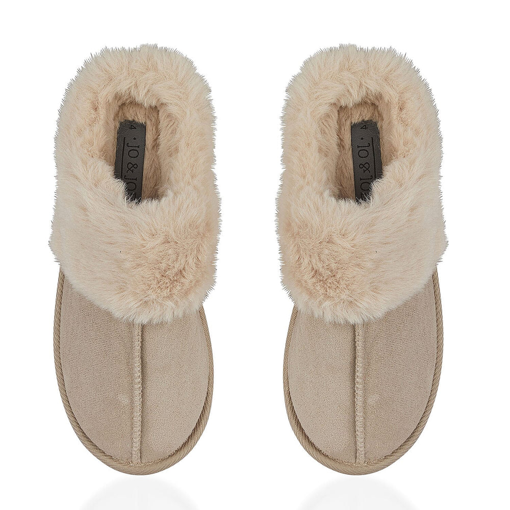 Jo & Joe Ladies SAVANNAH Fleece lined Winter Slipper (Size 4) - Beige