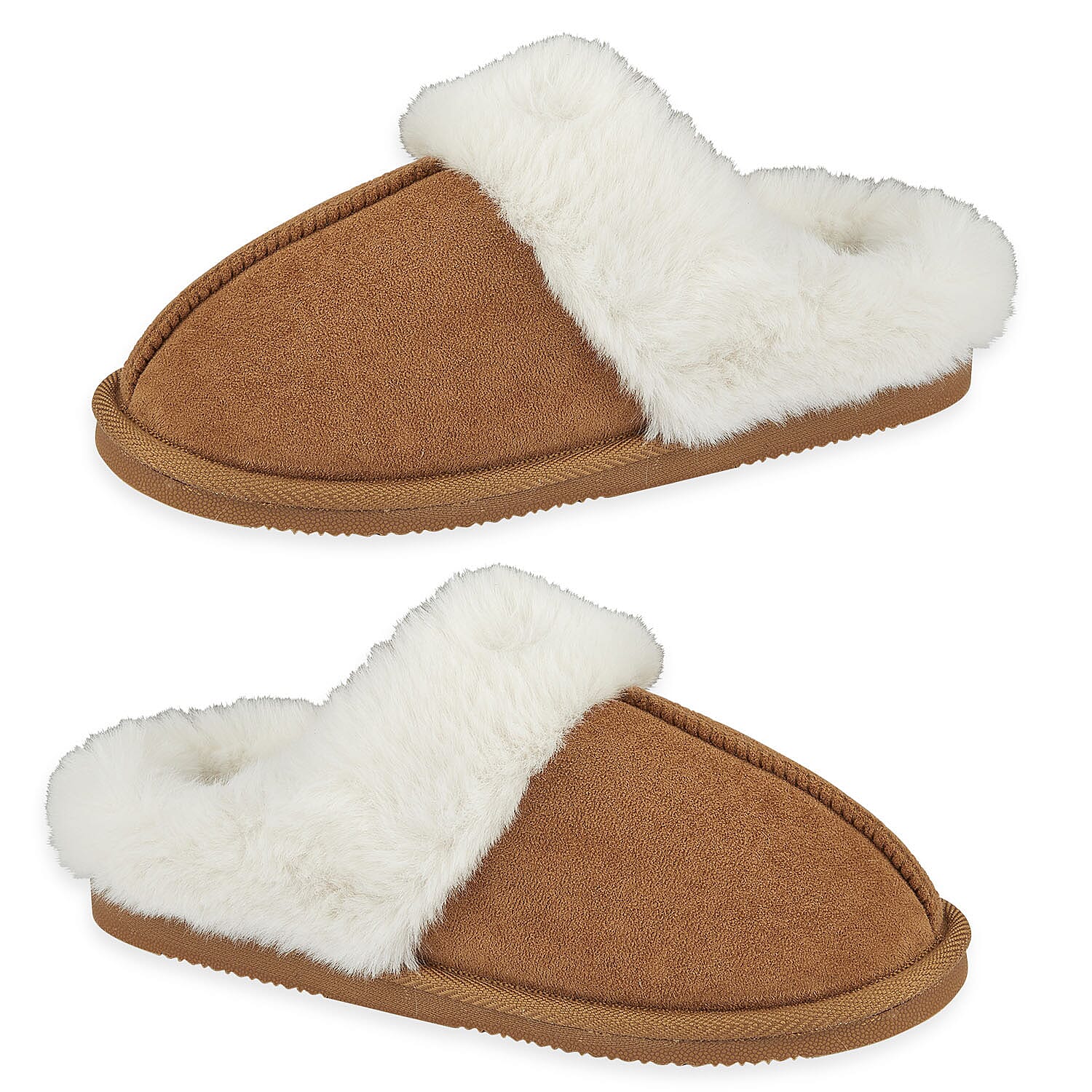 Jo & Joe Ladies SAVANNAH Fleece lined Winter Slipper (Size 4) - Tan