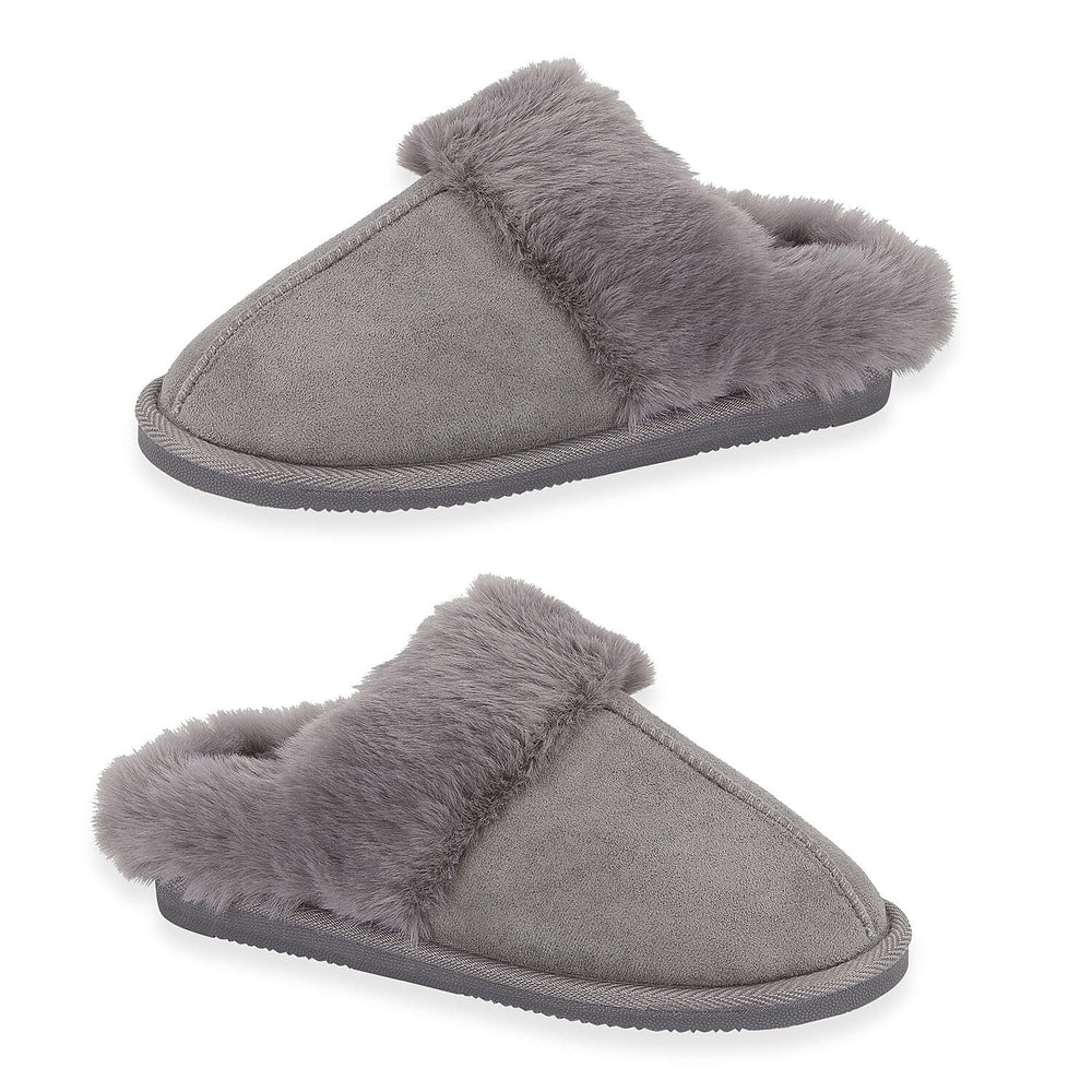 Jo & Joe Ladies SAVANNAH Fleece lined Winter Slipper (Size 4) - Grey