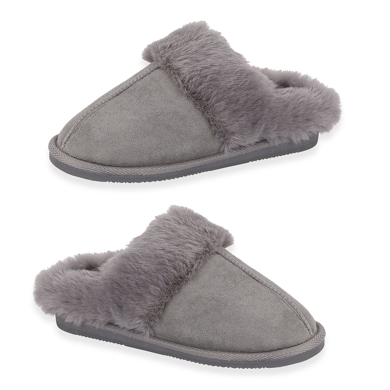 Jo & Joe Ladies SAVANNAH Fleece lined Winter Slipper (Size 4) - Grey