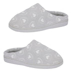 Jo-Joe Athena Heart Print Soft Mule Slippers (Size 4) - Grey