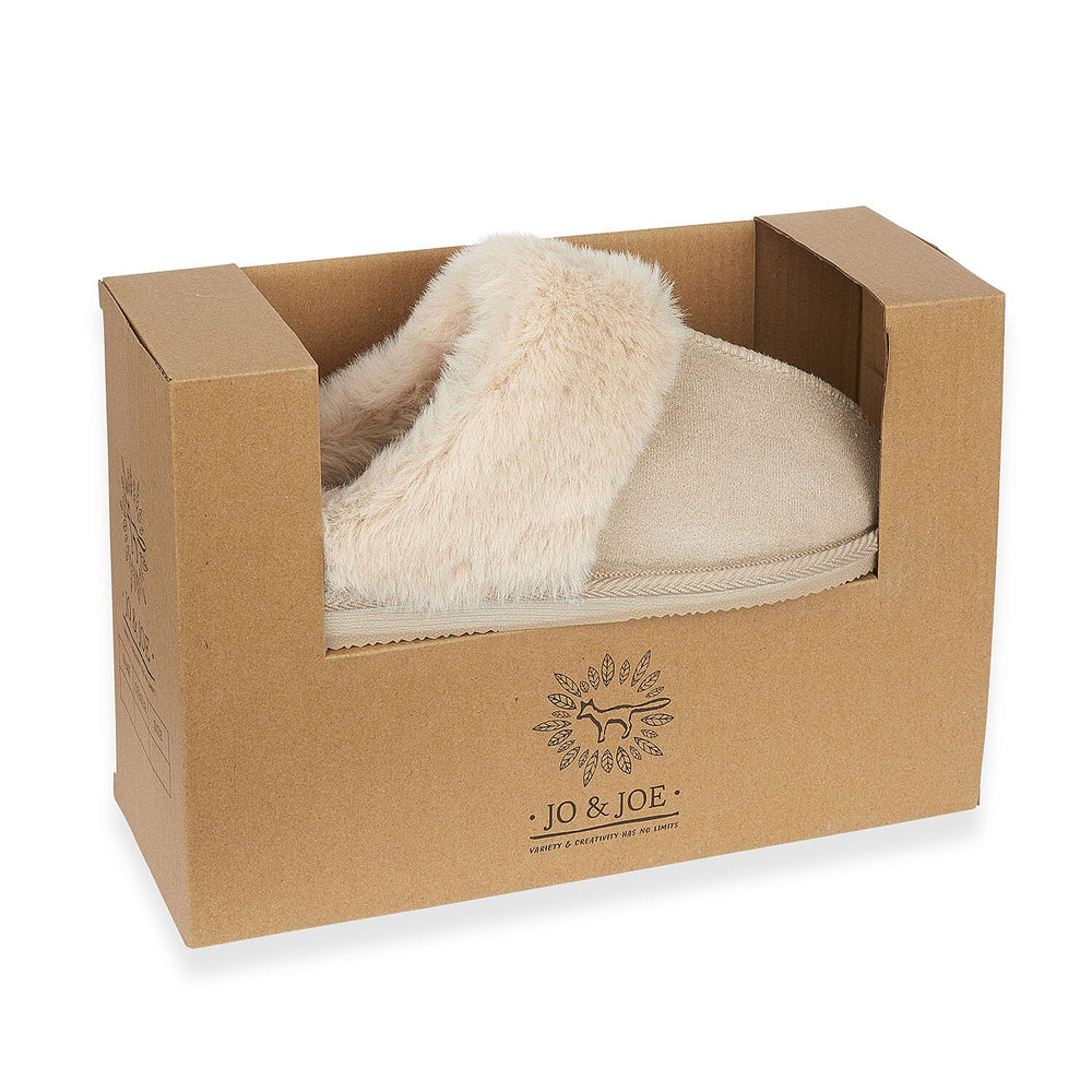 Jo & Joe Ladies SAVANNAH Fleece lined Winter Slipper (Size 5) - Beige