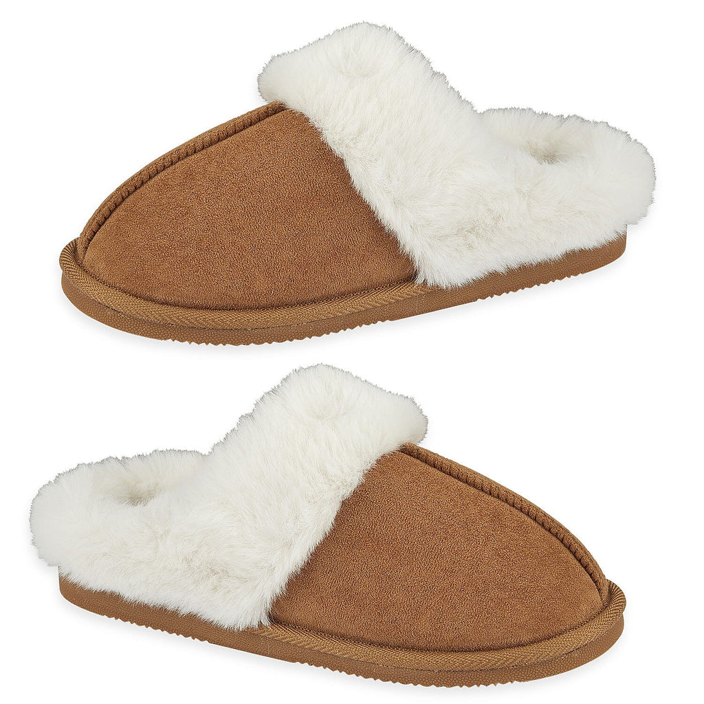 Jo & Joe Ladies SAVANNAH Fleece lined Winter Slipper (Size 5) - Tan