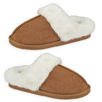 Jo & Joe Ladies SAVANNAH Fleece lined Winter Slipper (Size 5) - Tan