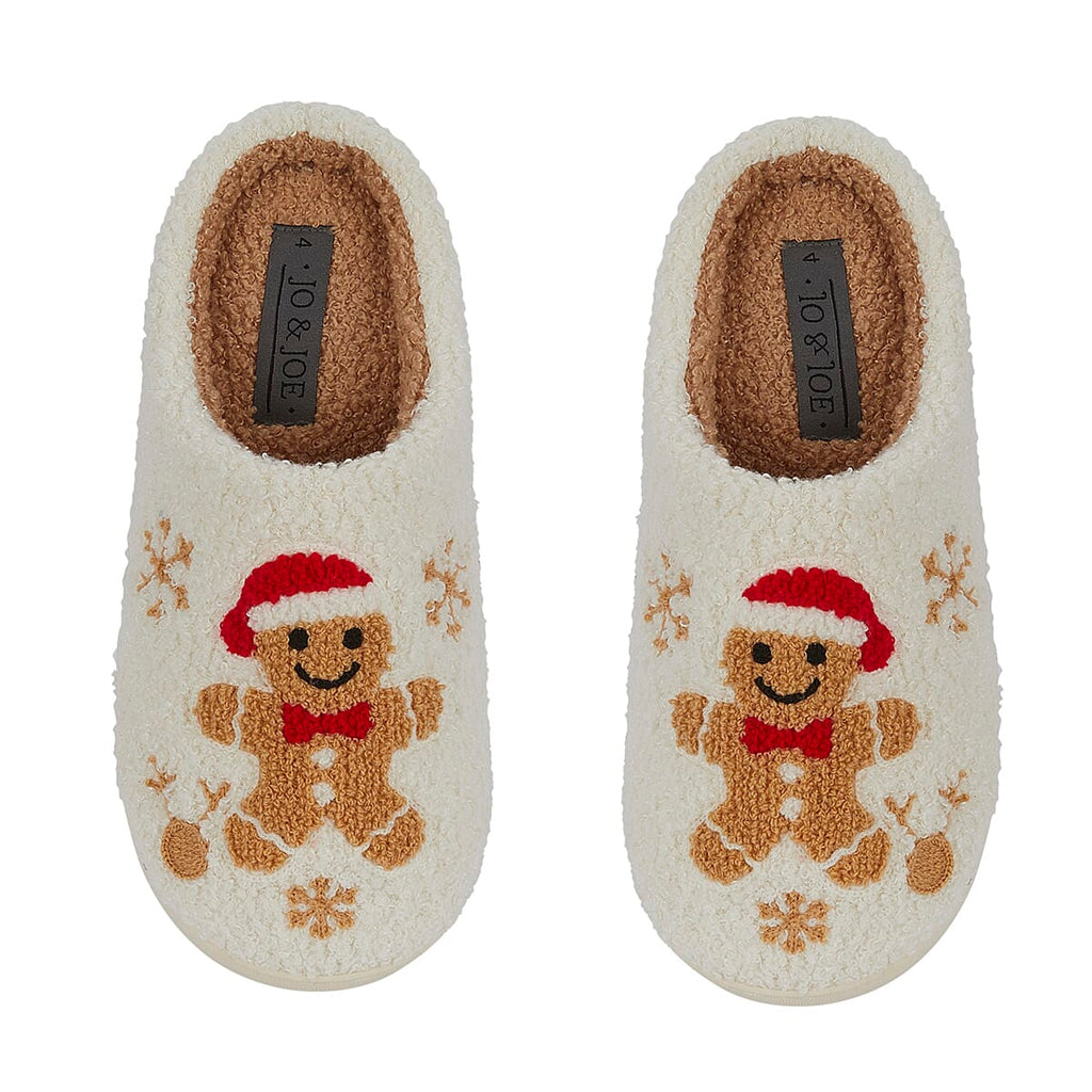 Jo - Joe Design Christmas Gingerbread Man Fluffy Mule (Size 5) - Cream
