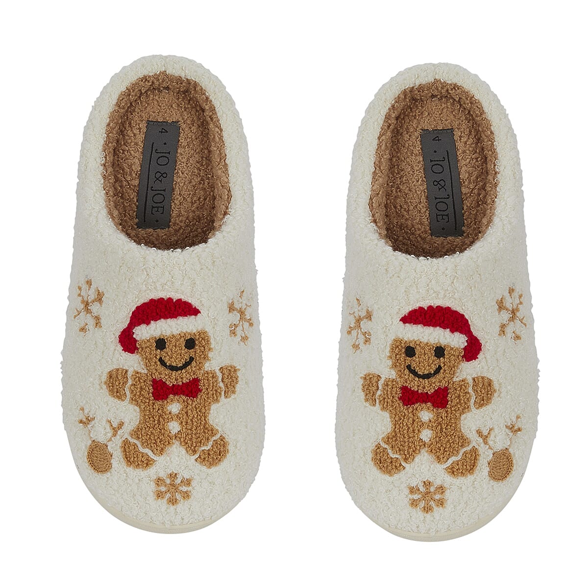 Jo - Joe Design Christmas Gingerbread Man Fluffy Mule (Size 5) - Cream