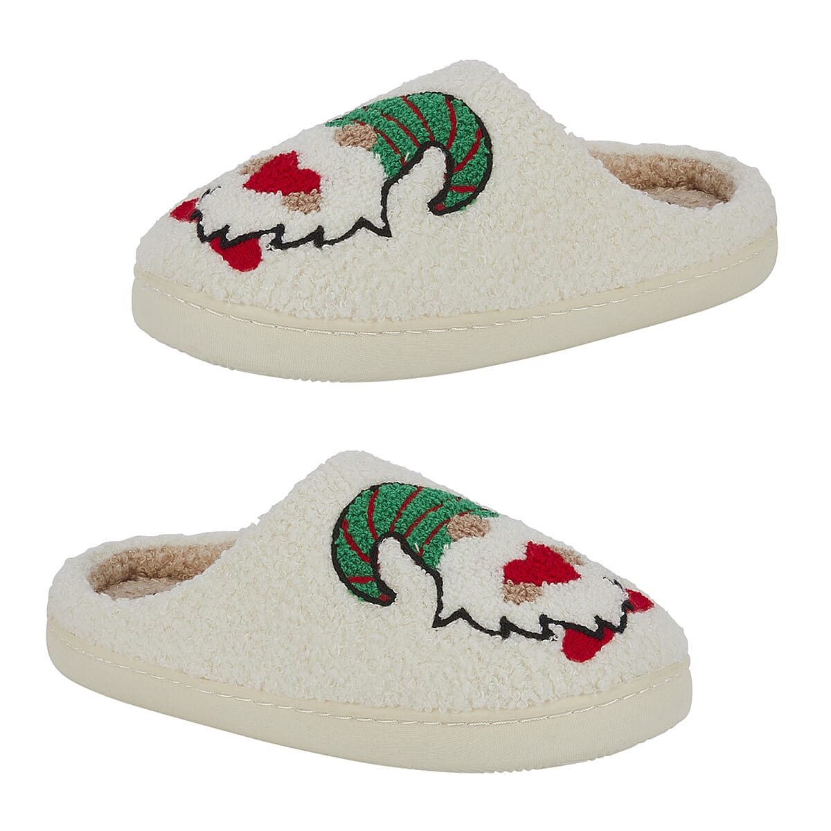 Jo - Joe Design Christmas Gonk Design Fluffy Mule (Size 5) - Cream