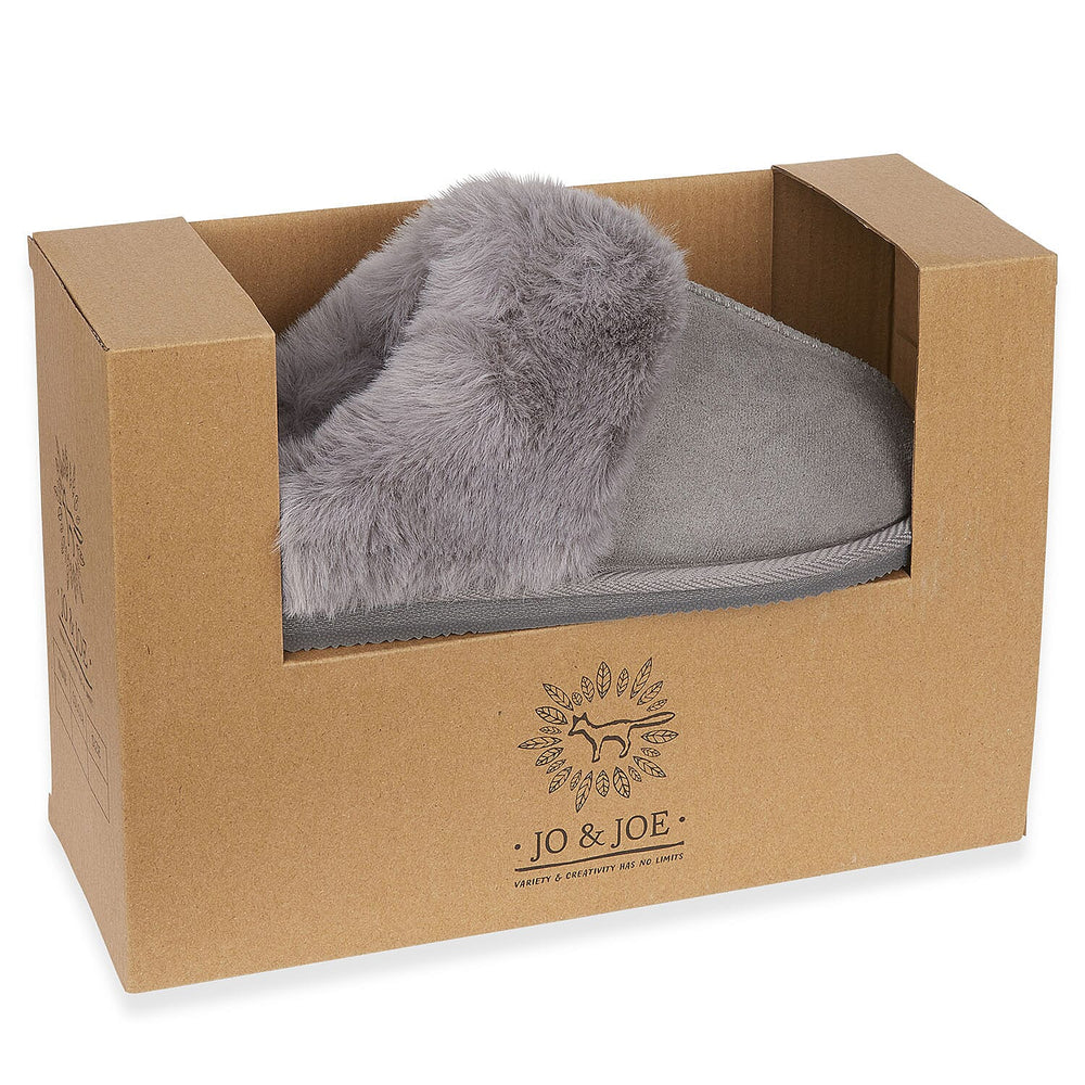 Jo & Joe Ladies SAVANNAH Fleece lined Winter Slipper (Size 5) - Grey