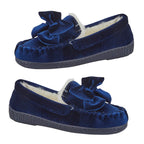 Jo - Joe Velvet Moccasin Slipper with Bow (Size 5) - Navy