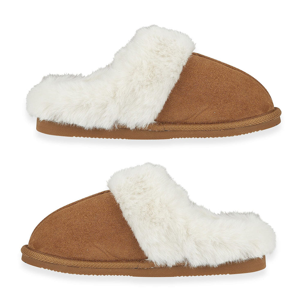 Jo & Joe Ladies SAVANNAH Fleece lined Winter Slipper (Size 6) - Tan