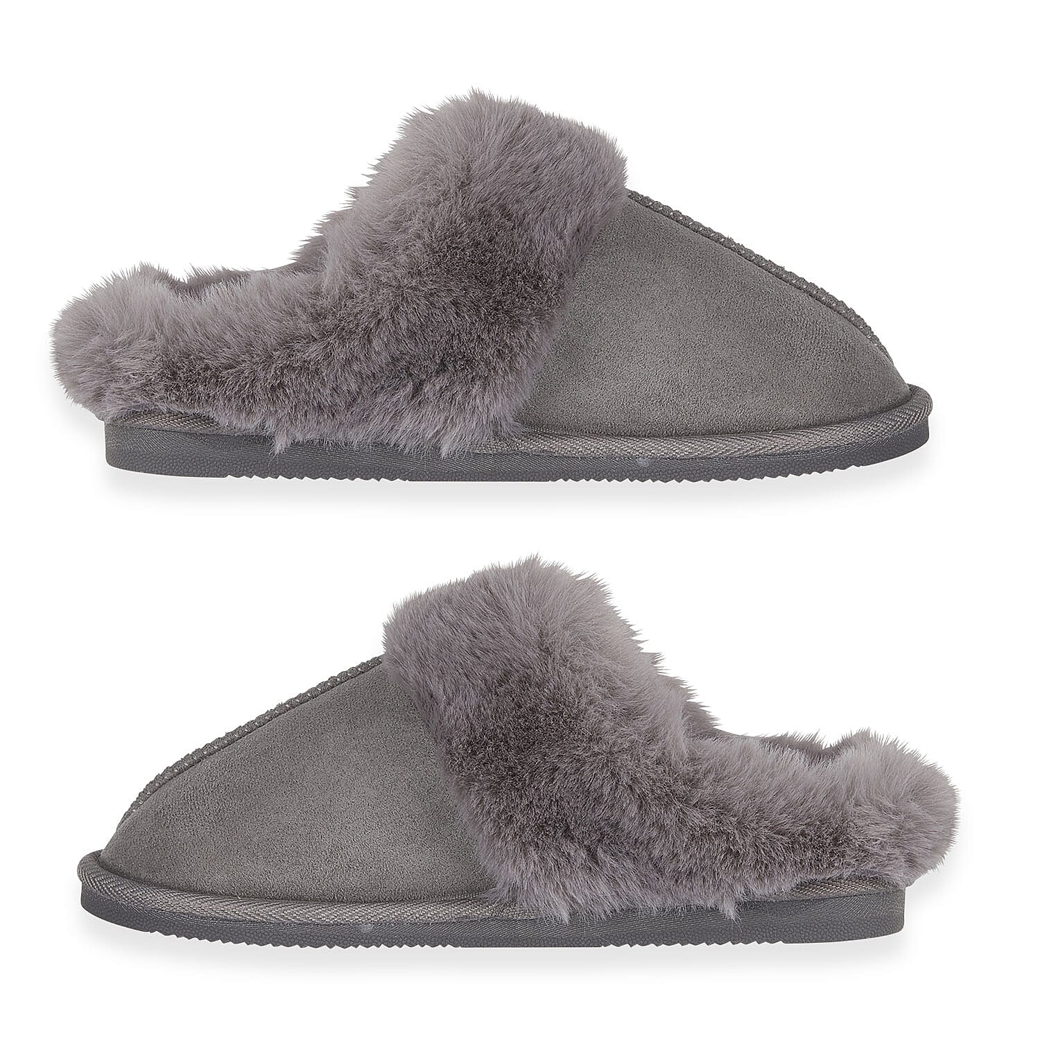 Jo & Joe Ladies SAVANNAH Fleece lined Winter Slipper (Size 6) - Grey