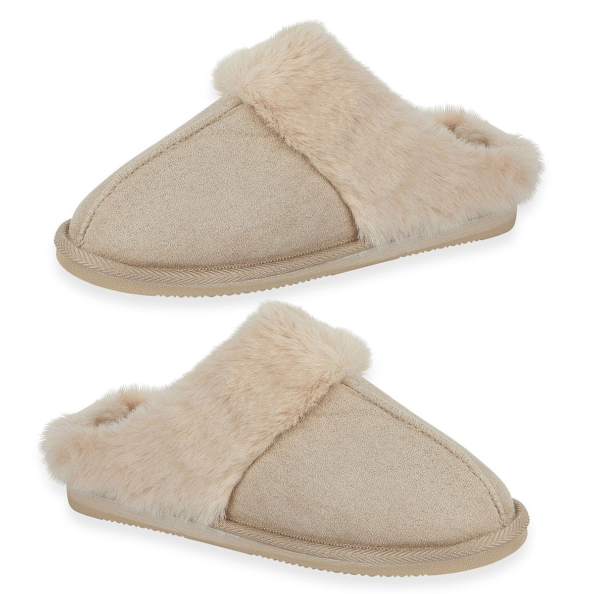 Jo & Joe Ladies SAVANNAH Fleece lined Winter Slipper (Size 7) - Beige