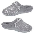 Jo - Joe Essence Sparkle Warm Faux Fur Lined Mules Slipper (Size 7) - Grey