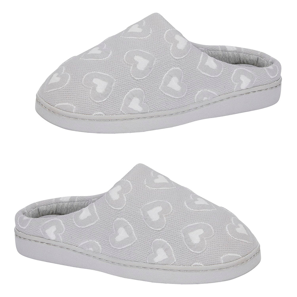 Jo-Joe Athena Heart Print Soft Mule Slippers (Size 8) - Grey