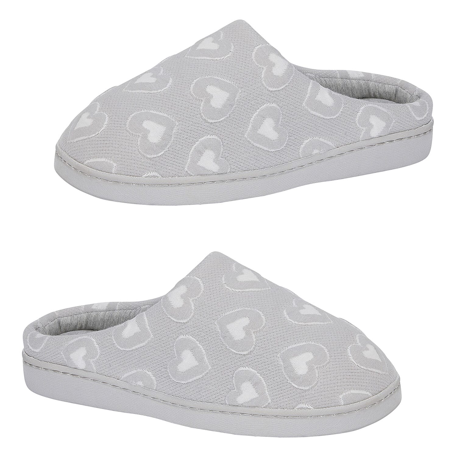 Jo-Joe Athena Heart Print Soft Mule Slippers (Size 8) - Grey