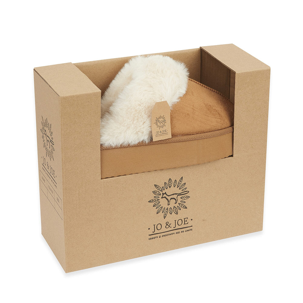 Jo - Joe Ladies Warm Fleece Lined Mules (Size 8) - Cognac