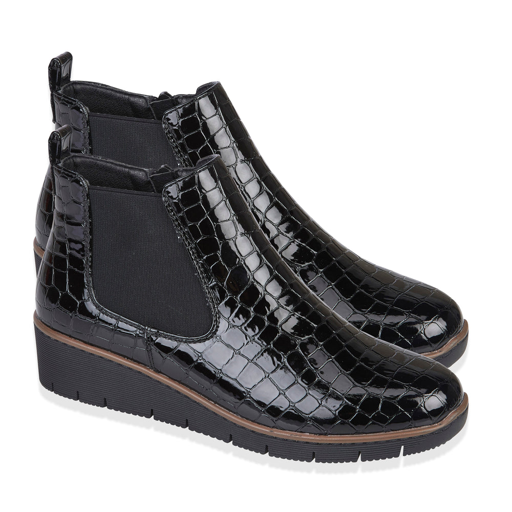 Jo - Joe Ladies Wedge Twin Gusset Chelsea Ankle Boot (Size 4) - Black