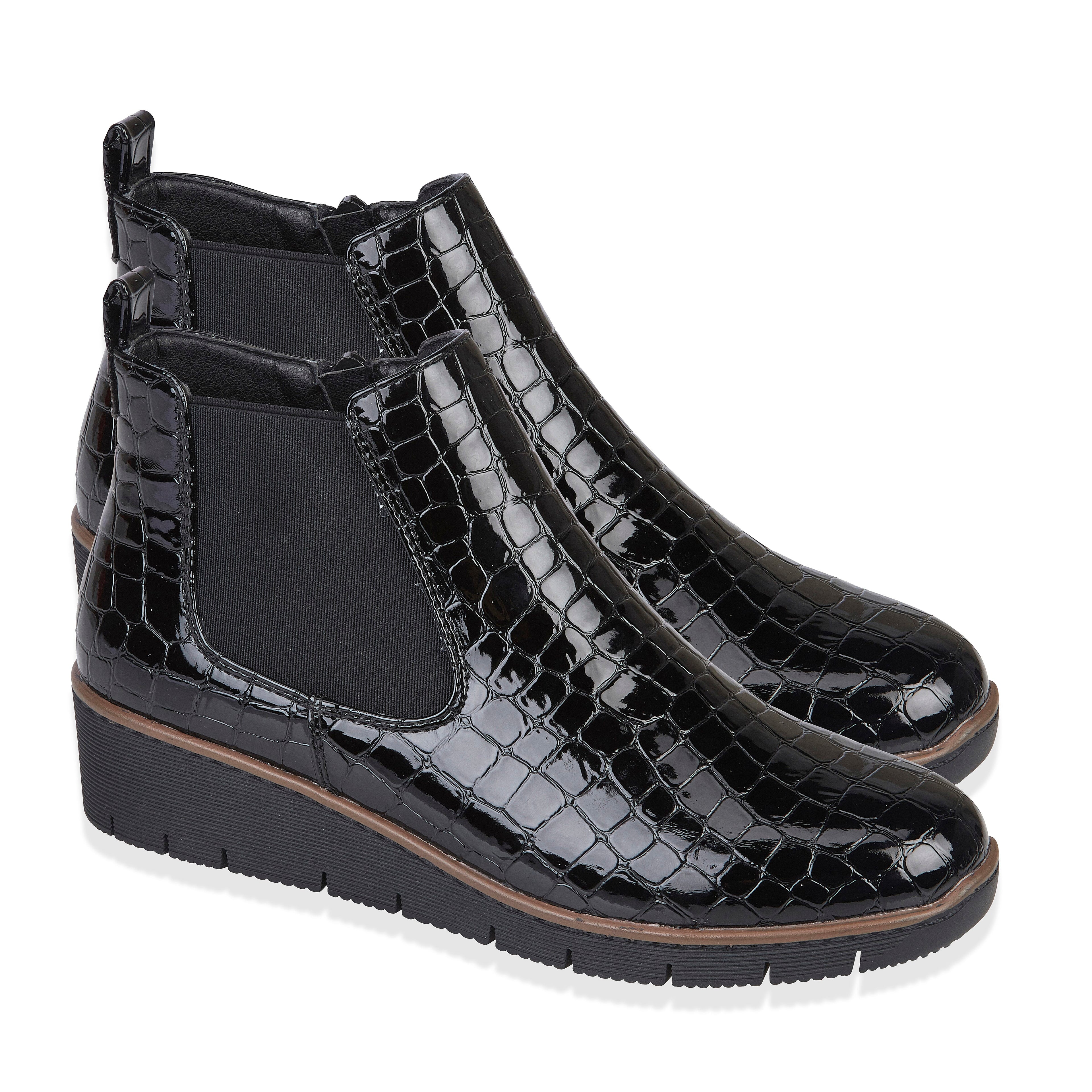 Jo - Joe Ladies Wedge Twin Gusset Chelsea Ankle Boot (Size 4) - Black