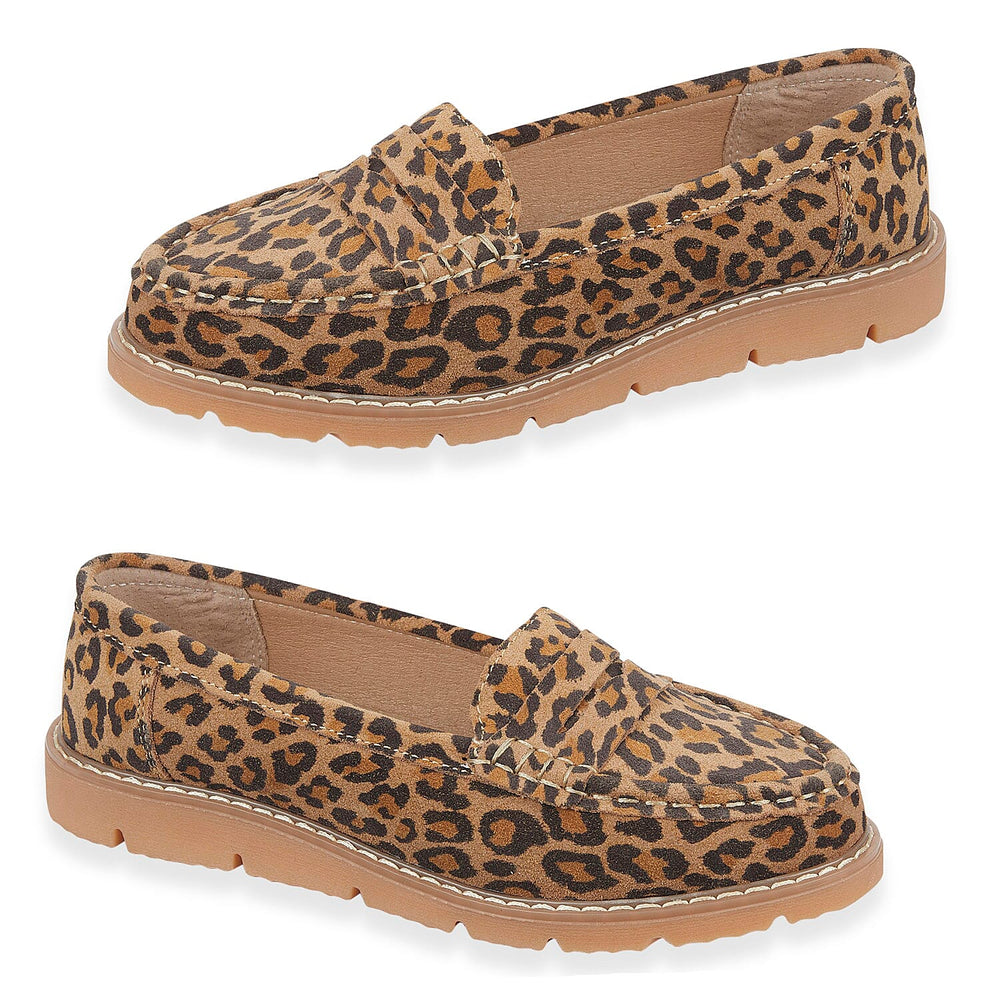 Jo - Joe Shore Leopard Print Suede Loafers (Size 4) - Leopard