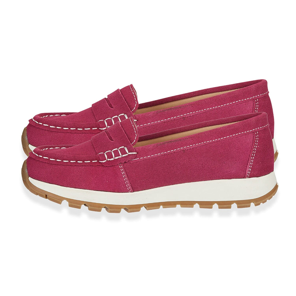 Jo - Joe Lima Suede Slip On Loafers With Cushioned Chunky Sole (Size 5) - Fuchsia