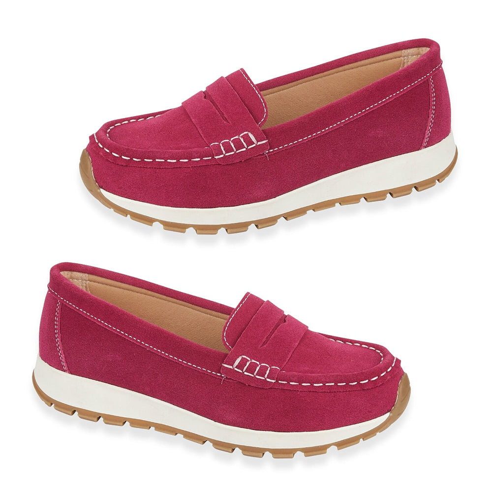 Jo - Joe Lima Suede Slip On Loafers With Cushioned Chunky Sole (Size 6) - Fuchsia