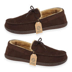 Jo - Joe Malcolm Mens Moccasins Faux-Fur Warm Soft Indoor Slip On Slippers (Size 10) - Brown