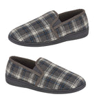 Jo-Joe Carl Mens Checked Slip-On Slippers (Size 10) - Grey