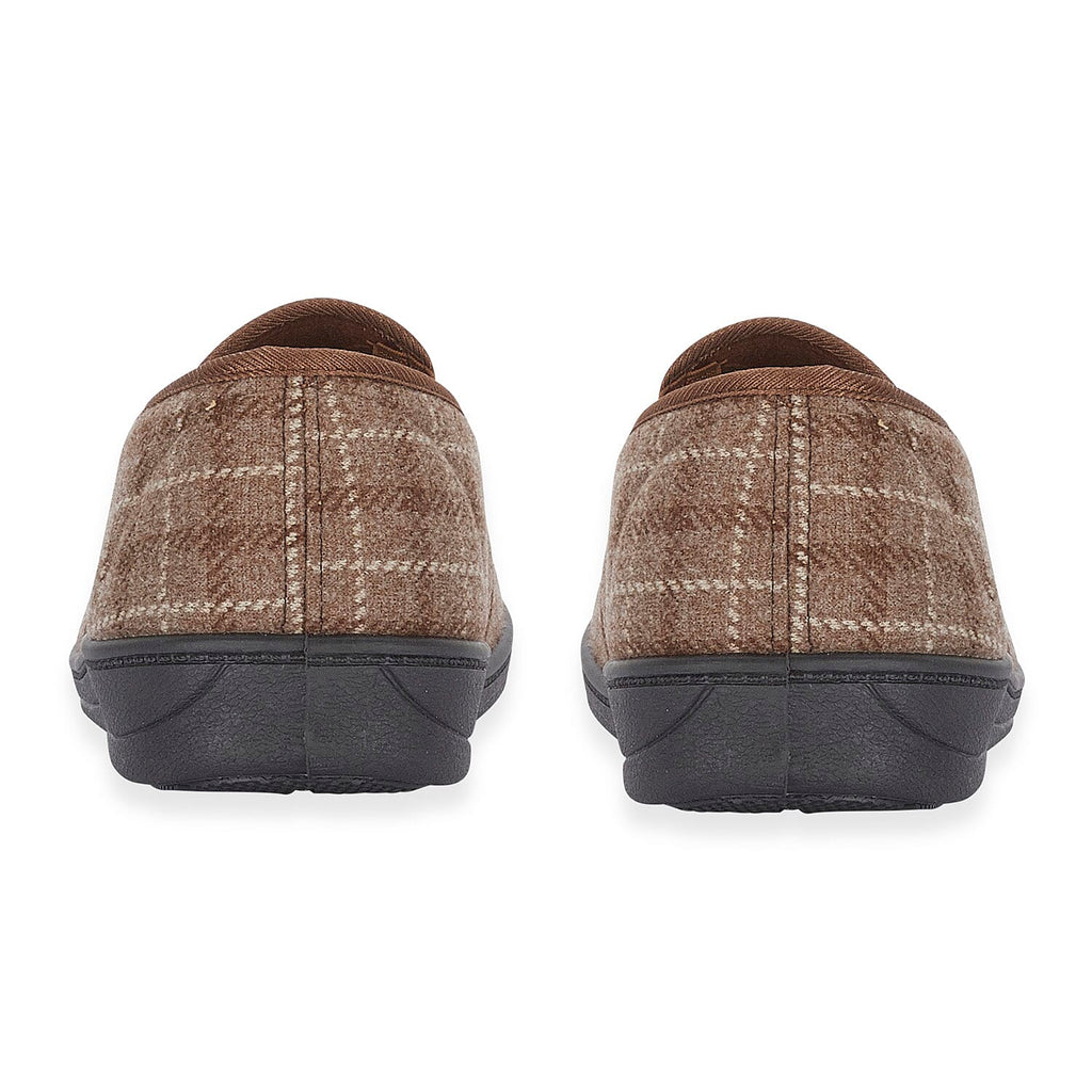 Jo-Joe Gordon Mens Checked Slip-On Slippers (Size 11) - Brown
