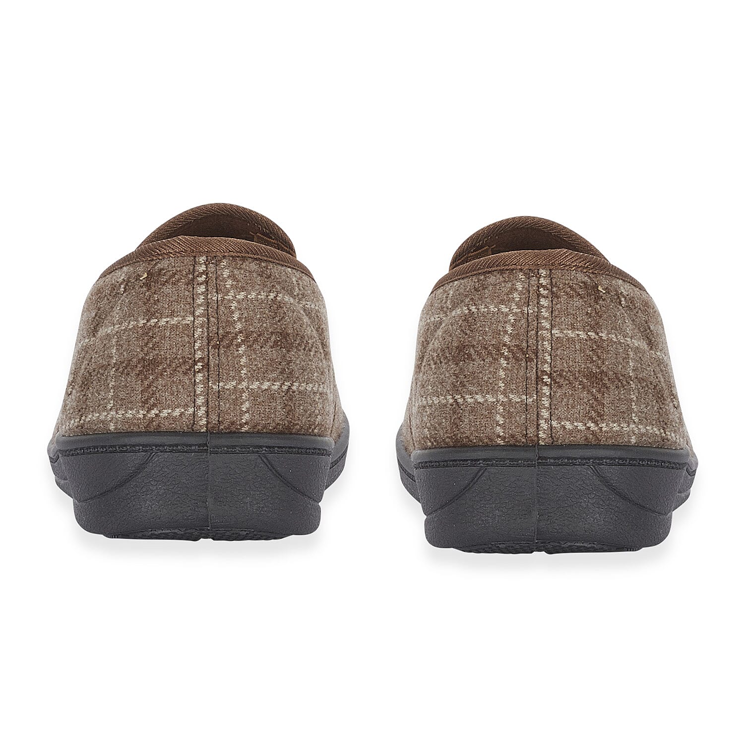 Jo-Joe Gordon Mens Checked Slip-On Slippers (Size 11) - Brown