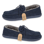 Jo - Joe Malcolm Mens Moccasins Faux-Fur Warm Soft Indoor Slip On Slippers (Size 12) - Navy