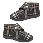 Jo - Joe Mens CECIL Checked Touch - Close Bootee Slippers (Size 7) - Grey