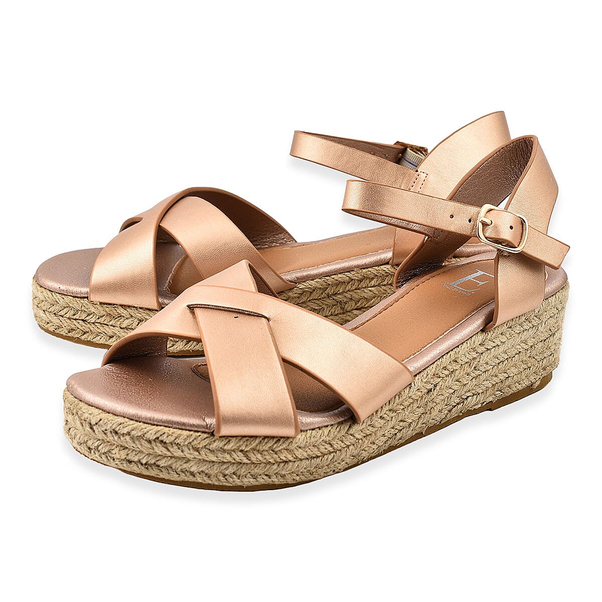 Jo & Joe Sunny Cross Strap Low Platform Wedge Sandal (Size 4) - Rose