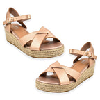 Jo & Joe Sunny Cross Strap Low Platform Wedge Sandal (Size 4) - Rose
