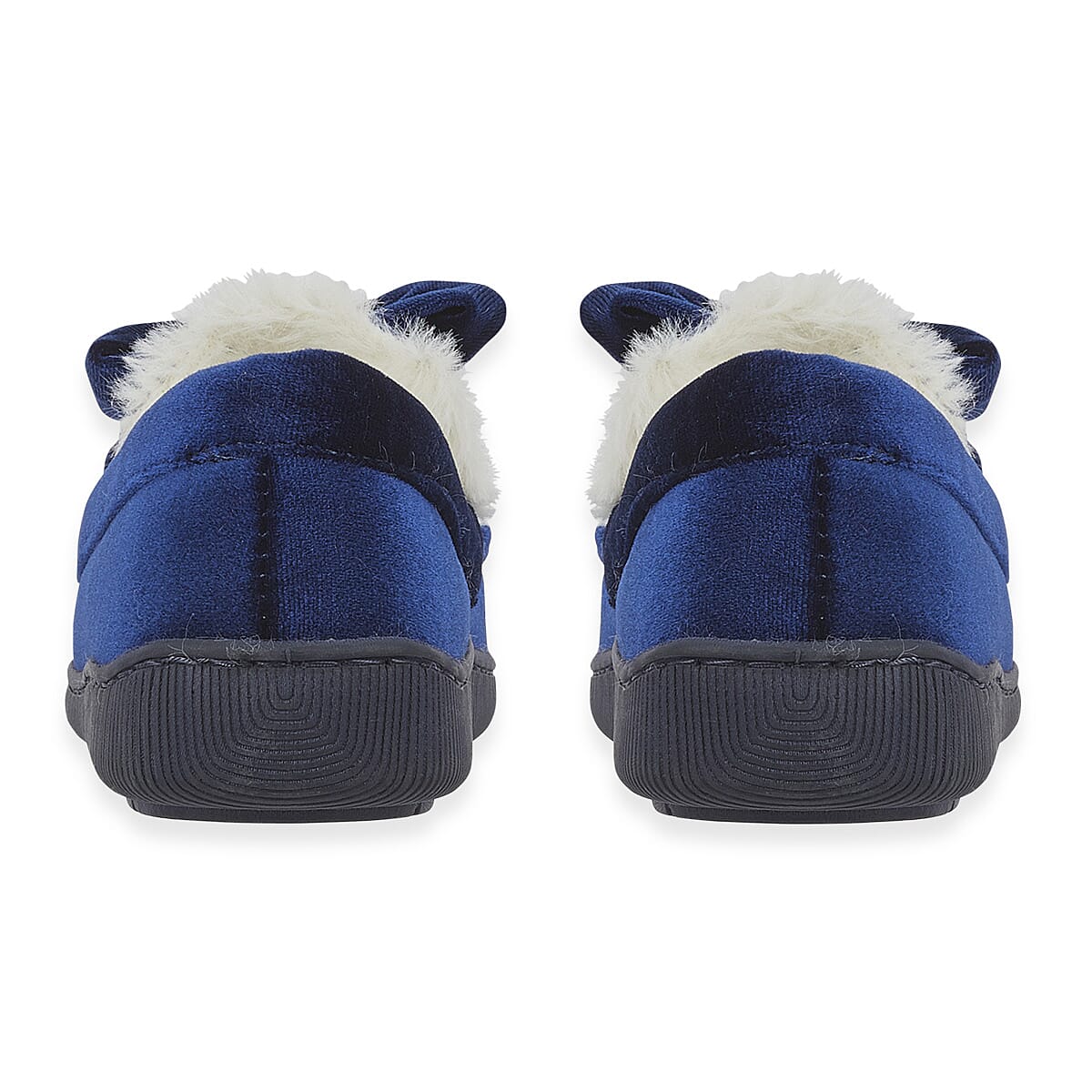 Jo - Joe Velvet Moccasin Slipper with Bow (Size 5) - Navy