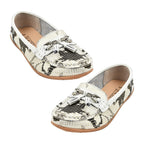 ELSINKI Womens Slip On Leather Animal Print Tassle Loafer (Size 4) - Black & White