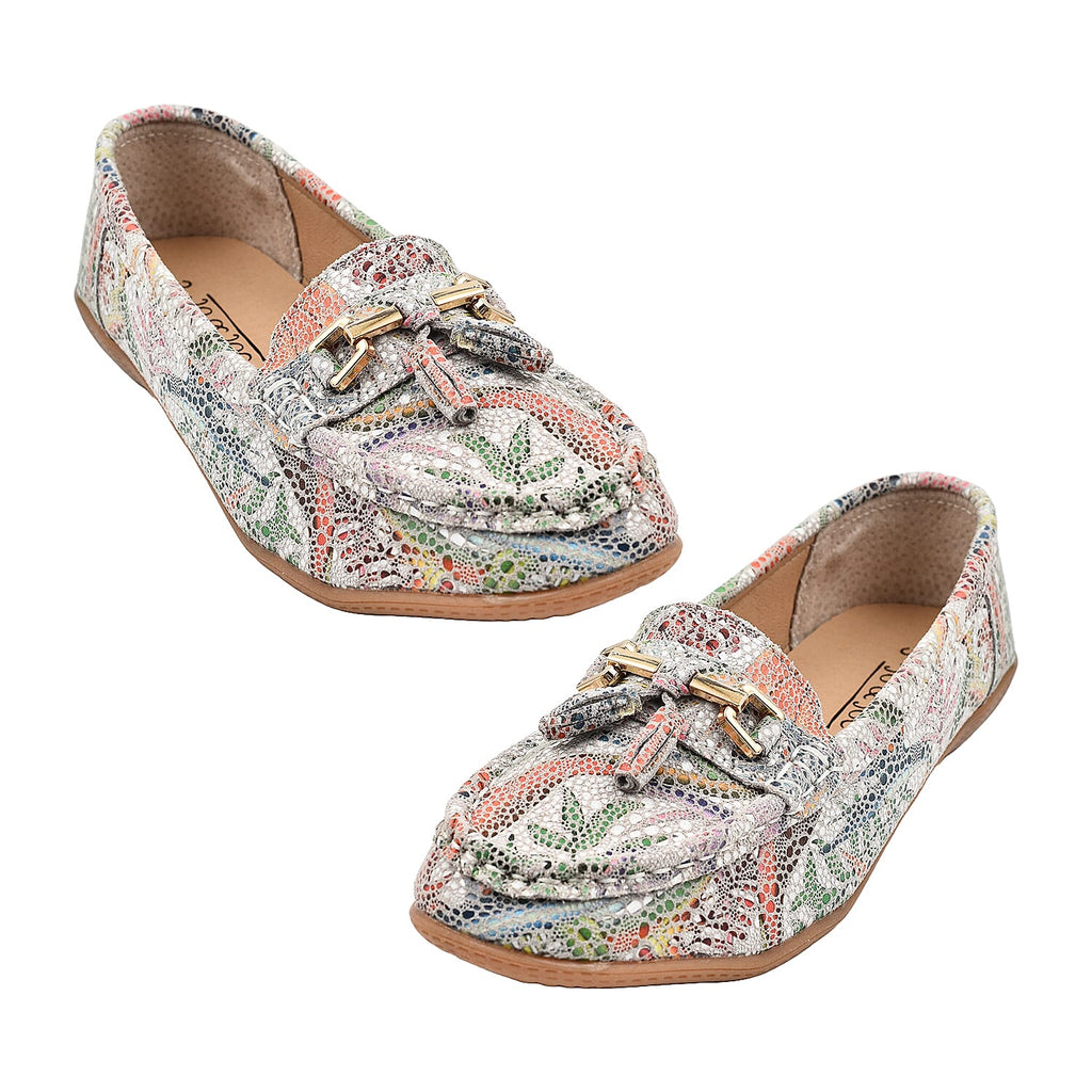 RIO Ladies Floral Suede Printed Tassel Loafer (Size 5) - Multi