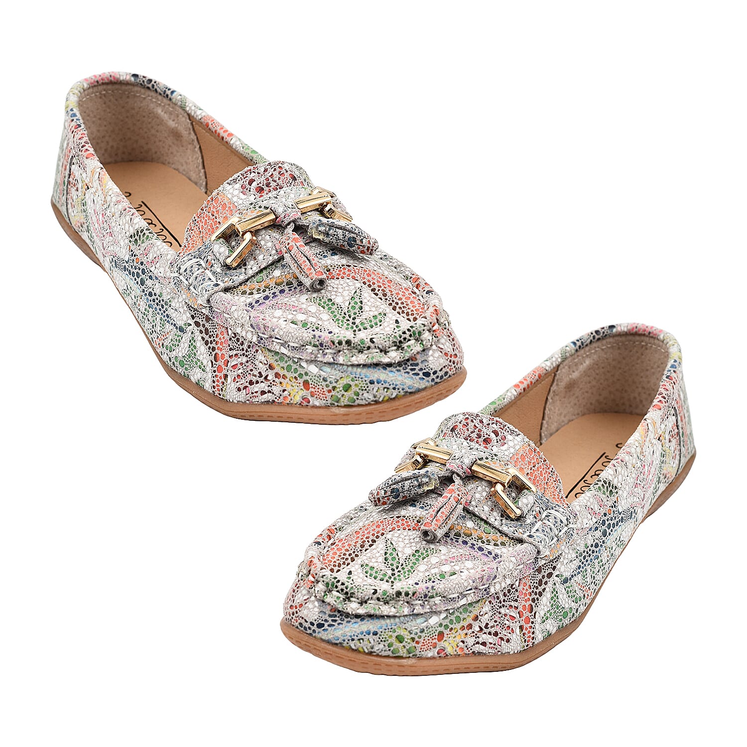 RIO Ladies Floral Suede Printed Tassel Loafer (Size 5) - Multi