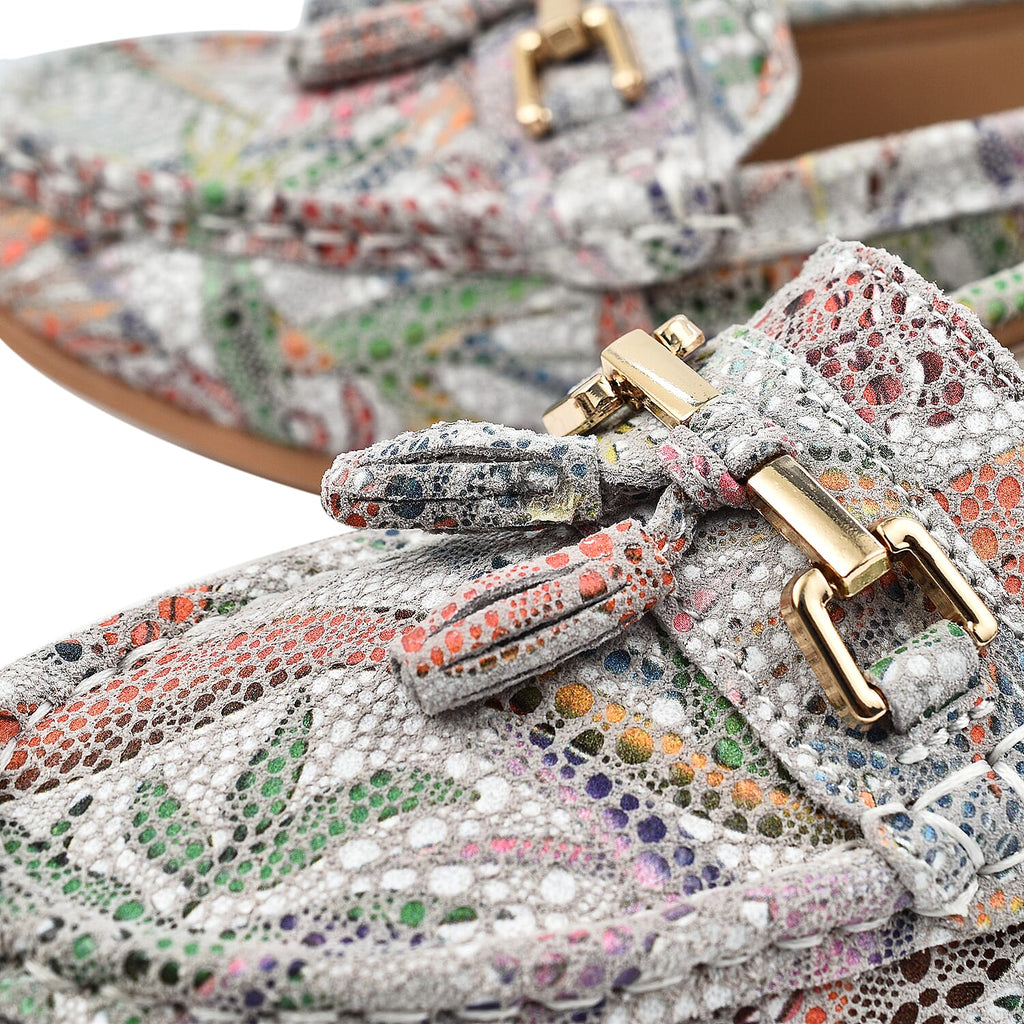 RIO Ladies Floral Suede Printed Tassel Loafer (Size 5) - Multi
