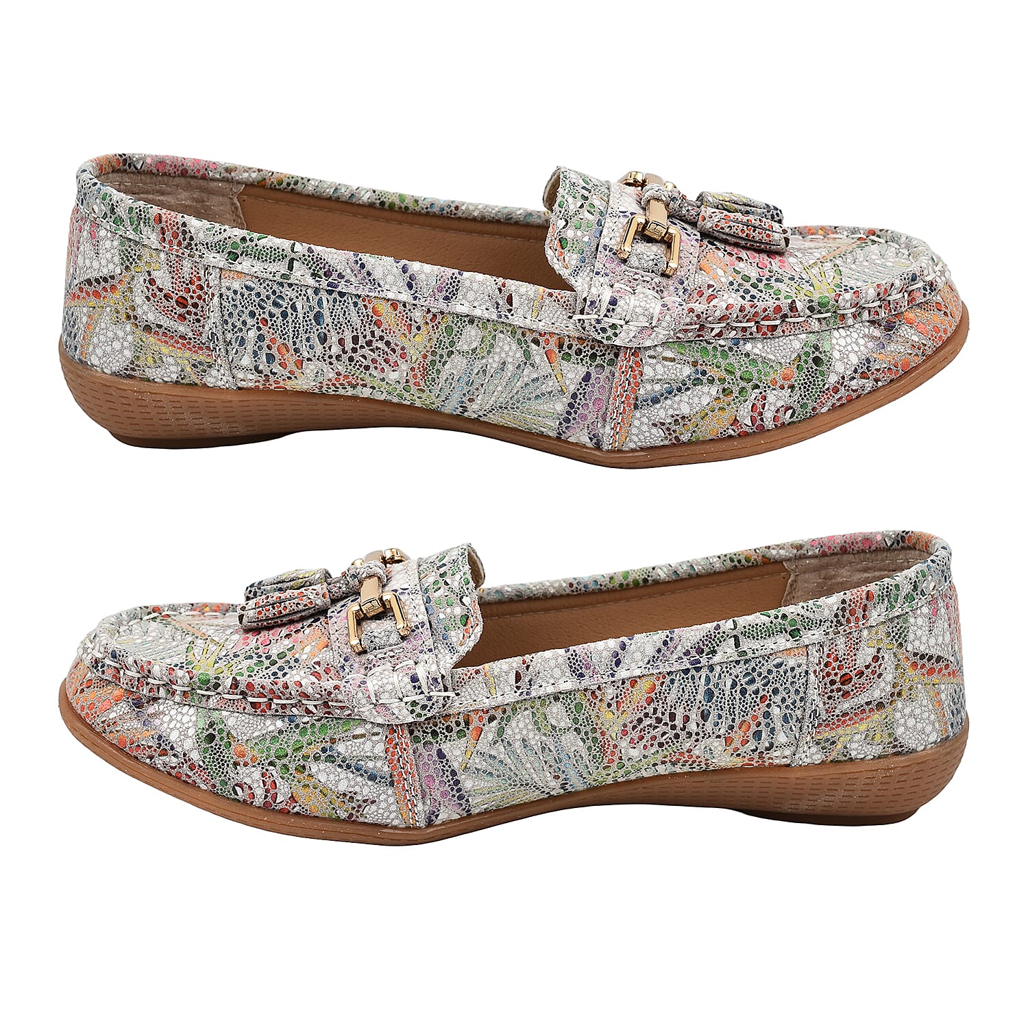 RIO Ladies Floral Suede Printed Tassel Loafer (Size 6) - Multi