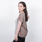 JOVIE Leaf Pattern Low Sleeves Blouse (Size M-L - 10-12) - Mocha & Multi
