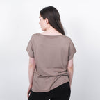 JOVIE Leaf Pattern Low Sleeves Blouse (Size XL-XXL -14-16) - Mocha & Multi