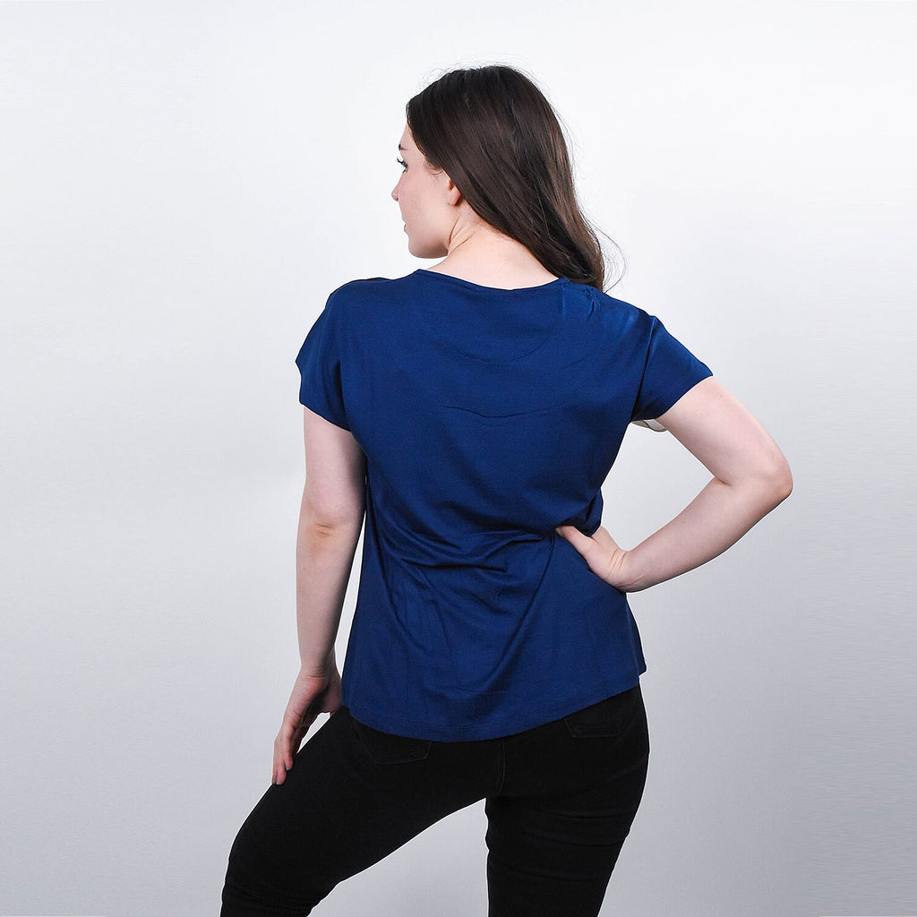 JOVIE Low Sleeve Blouse (Size S - 8) - Navy & Multi