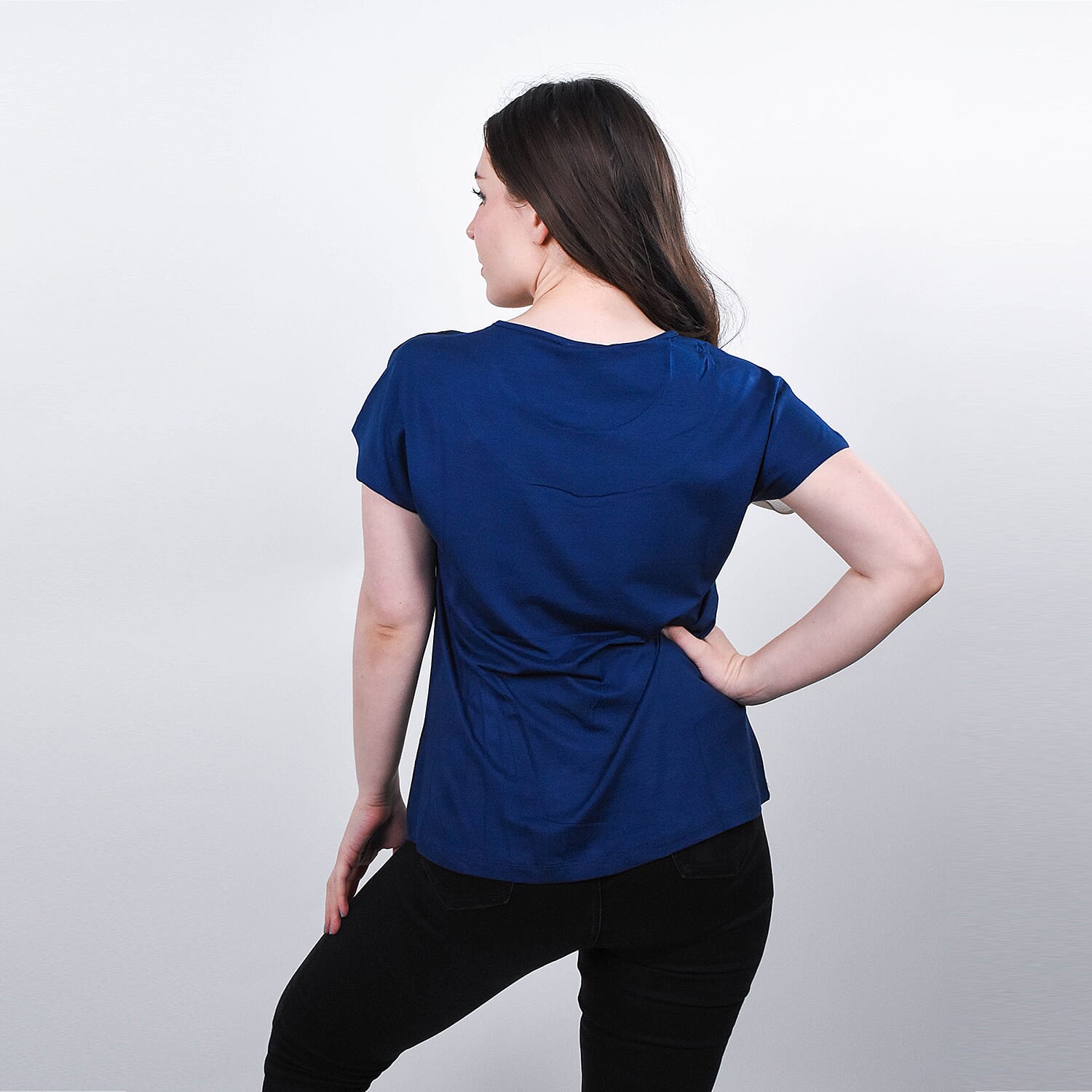 JOVIE Low Sleeve Blouse (Size S - 8) - Navy & Multi