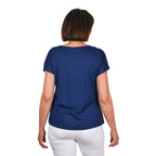 JOVIE Low Sleeves Blouse (Size S-M - 8-10) - Navy & Multi